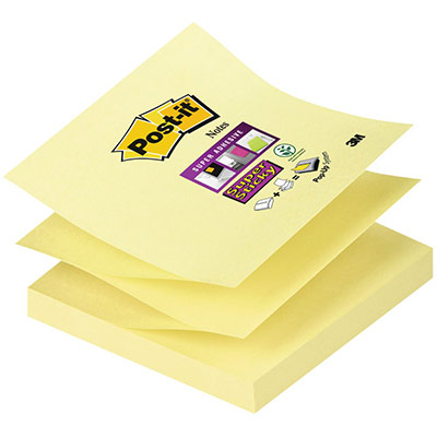 POST IT Post-it Super Sticky Lot de 12 Notes repositionnables 76 x 76 mm Jaune