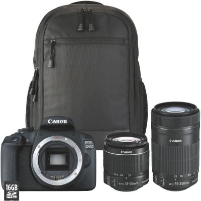 CANON Appareil photo Reflex  EOS 2000D+18-55mm+55-250mm+Etui+16Go 