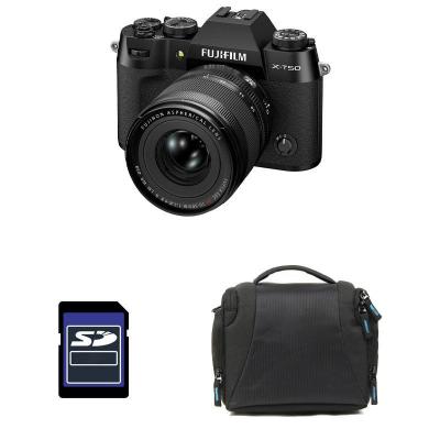 FUJIFILM  appareil photo hybride x-t50 noir + 16-50 + sac + carte sd 8 go 