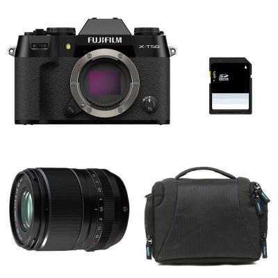 FUJIFILM  appareil photo hybride x-t50 noir + 23mm f/1.4 wr + sac + carte sd 8 go 