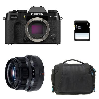Fujifilm appareil photo hybride x-t50 noir + 35mm f/2 wr + sac + carte sd 8 go 