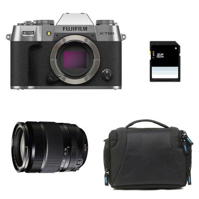 FUJIFILM X-T50 SILVER + 18-135 + Sac + Carte SD 8 Go 