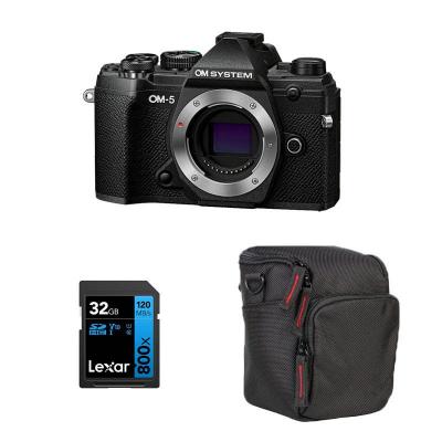 OM  appareil photo hybride system -5 noir nu + sd 32go + sac