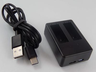 VHBW Chargeur de batterie duo cam&eacute;ra compatible avec gopro hero 2018 hero5 hero6 et hero7 micro usb