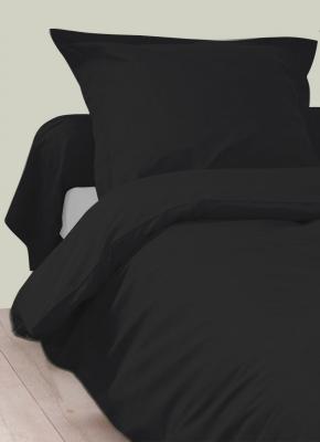 TRADI LINGE Housse de Couette Unie en 100 % Coton - Noir - 240 x 220 cm