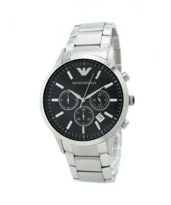 EMPORIO ARMANI Montre Classique -  - AR2434 - Acier Inoxydable - Cadran Noir - &Eacute;tanch&eacute;it&eacute; 50m 