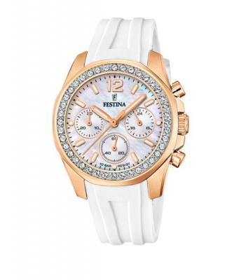 FESTINA Montre  F20611/1 Ivory, Bracelet Caoutchouc, Femme