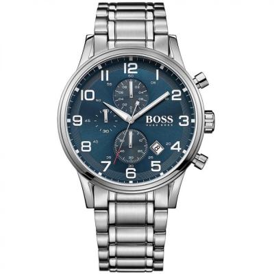 HUGO BOSS Montre Chronographe  1513183 Aeroliner pour Homme 44 argent&eacute;