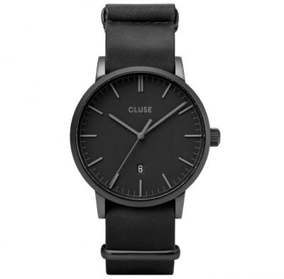 CLUSE  Aravis Homme 40mm Bracelet Cuir Noir Quartz Montre CW0101501010 