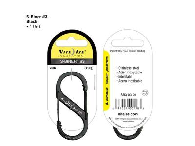 NITE IZE  S-Biner Acier Inoxydable Taille #3 Noir