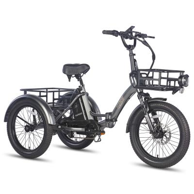  velo electrique Fafrees F20 Mate Autonomie 75km Moteur 500W Avec plage arri&egrave;re Camion cargo &agrave; trois roues 48V18.2Ah Noir 