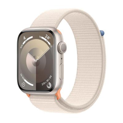 Apple Watch Series 9 GPS 45mm aluminium blanc &eacute;toile avec bracelet blanc &eacute;toile Sport Loop. Couleur: Blanc 