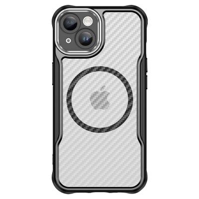 AVIZAR  Coque pour iPhone 13 MagSafe Dos Carbone Antichoc Renforc&eacute; Noir