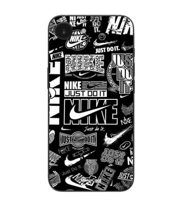 MANIACASE Coque Pour Iphone 16E Nike air logo Download Nike Graffiti Noir et blanc