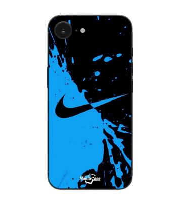 MANIACASE Coque  Pour Iphone 16E nike logo Couleur noir et bleu noir