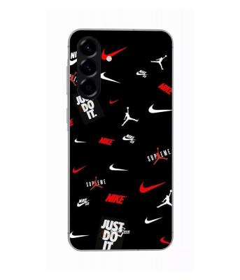 MANIACASE Coque Pour Samsung Galaxy A26 NIKE JORDAN BLANC ROUGE fond noir