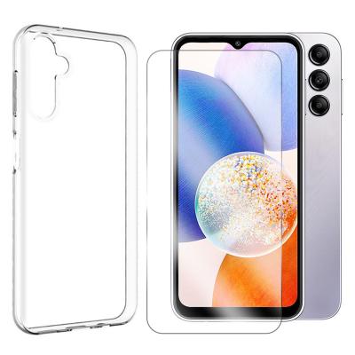 VISIODIRECT Coque Souple Transparente + Lot De 2 Verre Tremp&eacute; Pour Samsung Galaxy A14 5g/A14 4g 6.6