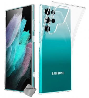 HTDMOBILES Coque silicone gel fine pour Samsung Galaxy S22 Ultra 5G + verre trempe - TPU TRANSPARENT - 