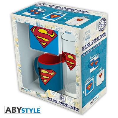 ABYSSE CORP Set Cadeau Superman, Logo. Tasse, verre et dessous. DC Comics 