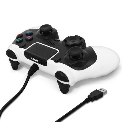 LINQ Manette PS4 / PC Filaire USB Vibration Sixaxis Boutons R&eacute;actifs Noir Blanc