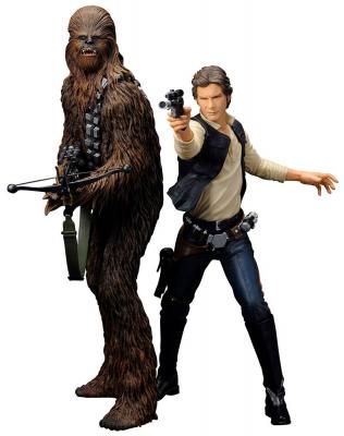  Statuettes - ARTFX+ - Han Solo & Chewbacca - PVC - 18 cm - Objets d&eacute;coratifs