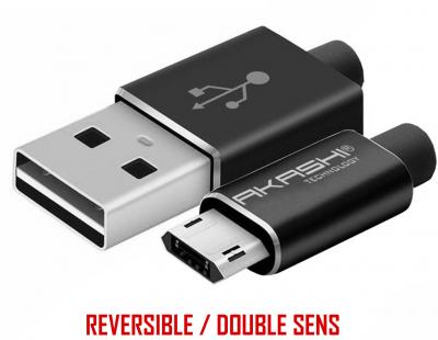 AKASHI  C&acirc;ble USB vers Micro-USB Charge et Synchronisation 1m Noir