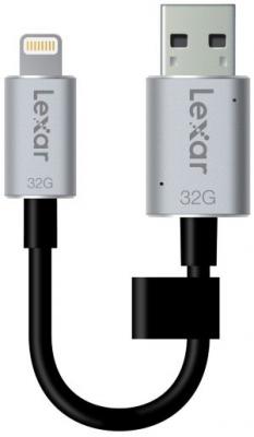 LEXAR Cl&eacute; USB 3.0 Lightning  JumpDrive C20i 3-en-1 32 Go Noir et Argent 