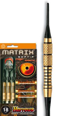  Harrows - Jeu de 3 Fl&eacute;chettes - Embout Nylon - Matrix Brass - 18 GK