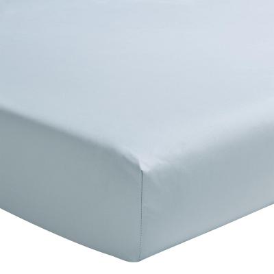 ESSIX Drap housse uni PREMIERE en percale de coton Bleu Glacier 90x190 cm