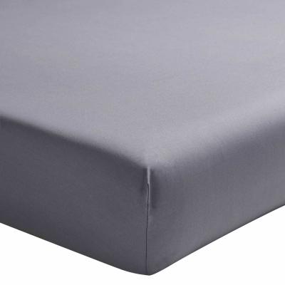 ESSIX Drap housse uni PREMIERE en percale de coton Argent 100x200 cm 