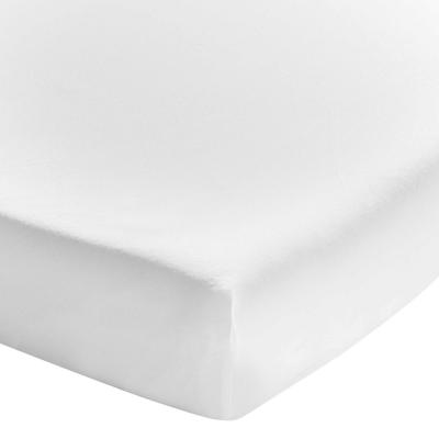 ESSIX Drap Housse Uni en Coton Lav&eacute;, 140cm x 190cm, Blanc, Soft Line