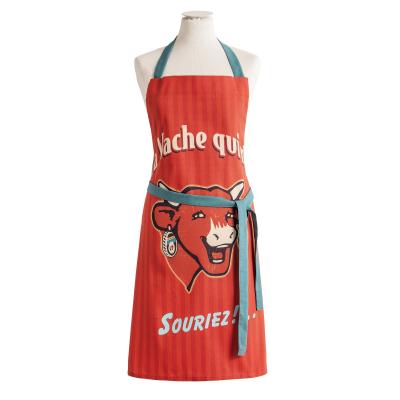 COUCKE  x Vache qui rit - Tablier R&eacute;tro Rouge en Coton - 76 x 85 cm