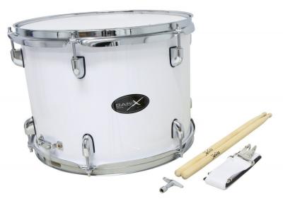 BASIX Tambour de marche T&eacute;nor 14"" x 10"" blanc avec baguettes et courroie