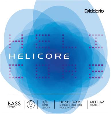 DADDARIO HH612 3/4M - Corde seule (R&eacute;) contrebasse hybride Helicore, manche 3/4, Medium