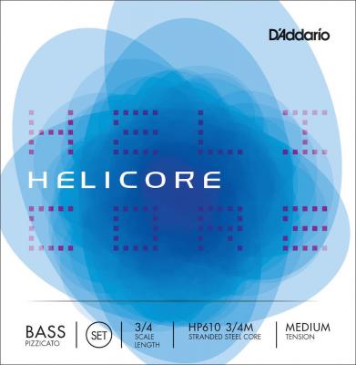 D ADDARIO AND CO HP610 3/4M - Jeu de cordes contrebasse pizzicato Helicore, manche 3/4, Medium