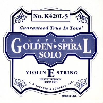 DADDARIO K420L-5 - Corde seule (Mi) violon Golden Spiral Solo, extr&eacute;mit&eacute; &agrave; boucle, manche 4/4, Heavy
