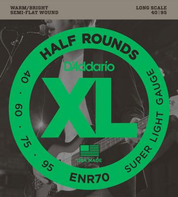 DADDARIO D'Addario ENR70 Cordes longues pour basse avec filet demi-rond Super Light 40-95