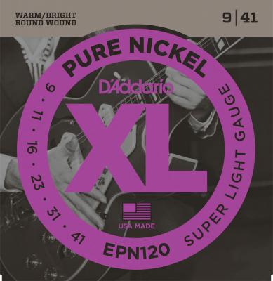 D ADDARIO AND CO Jeu de cordes guitare &eacute;lectrique EPN120 Pure Nickel Super Light 9-41