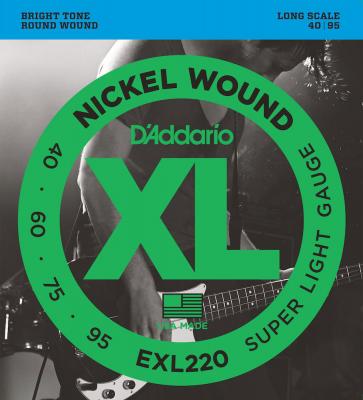 D ADDARIO AND CO D'Addario EXL220 Cordes longues en nickel pour basse Super Light 40-95