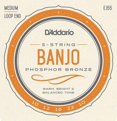 DADDARIO D'addario Ej55 Phosphor Bronze Medium 10-23 - Jeu De 5 Cordes Banjo