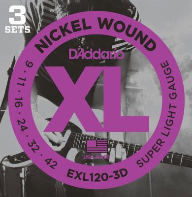 DADDARIO  Exl120-3d 3 Jeux De Cordes Pour Guitare &Eacute;lectrique
