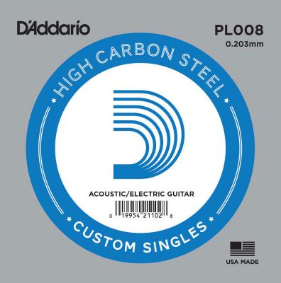 DADDARIO D'Addario PL008 Corde seule en acier pur pour guitare Calibre .008