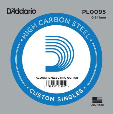 DADDARIO D'Addario PL0095 Corde seule en acier pur pour guitare Calibre .0095