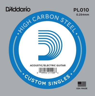 DADDARIO D'Addario PL010 Corde seule en acier pur pour guitare Calibre .010