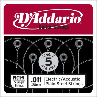 D ADDARIO AND CO D'addario Pl011-5, .011 - Pack De 5 Cordes Au D&eacute;tail Acier Pur Guitare