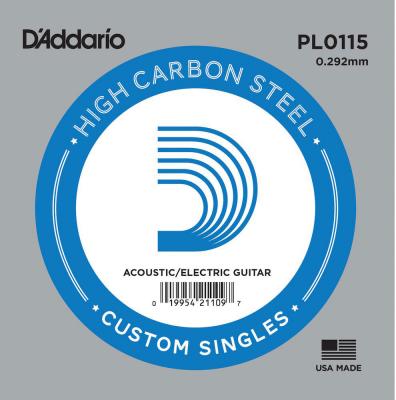 D ADDARIO D'Addario PL0115 Corde seule en acier pur pour guitare Calibre .0115