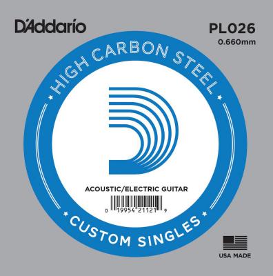 DADDARIO D'Addario PL026 Corde seule en acier pur pour guitare Calibre .026