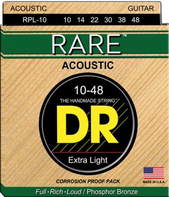 DR STRINGS DR String RPL-10 Rare Jeu de cordes pour guitare acoustique