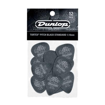 DUNLOP  M&eacute;diators Tortex, noir, 1,14 mm, standard, lot de 12 pi&egrave;ces