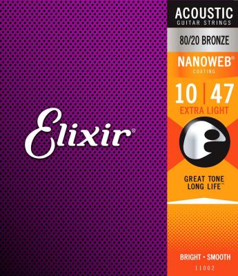 ELIXIR Nanoweb 11002 Extra light 10-47 - Jeu de cordes Guitare acoustique